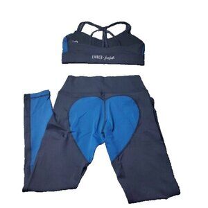 LOT OF 4 NEW EVREE X Barbella Bra 3 Pants Set Womens Large Blue Sports Legging